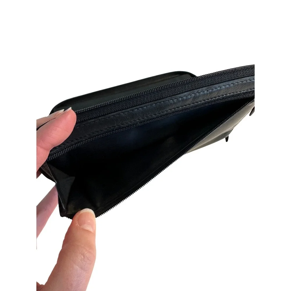 Tumi Leather Zip‎ Around Travel Organizer Wallet Men's Accessory Monogrammed ML